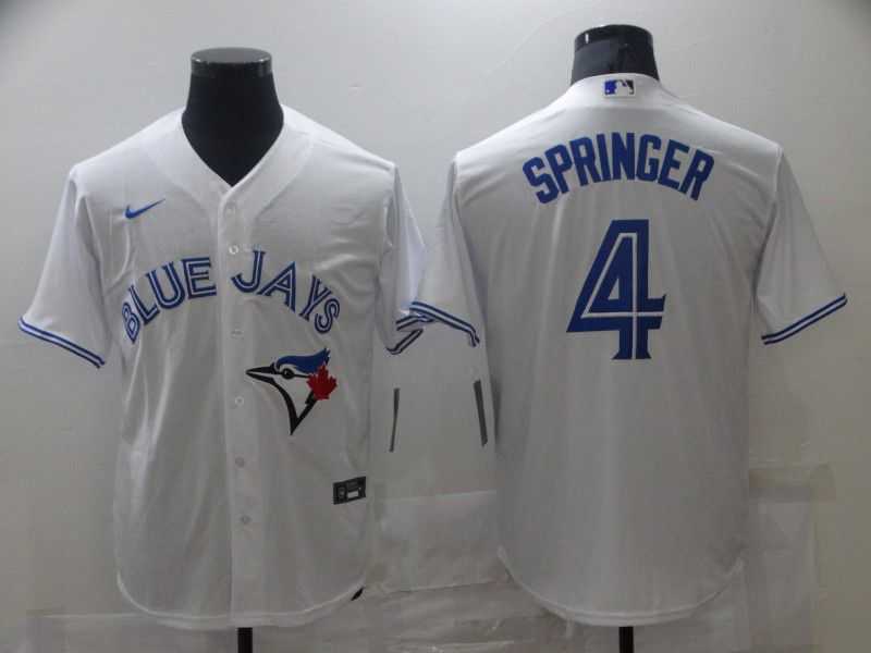 Men Toronto Blue Jays #4 Springer White Game 2021 Nike MLB Jerseys->los angeles angels->MLB Jersey